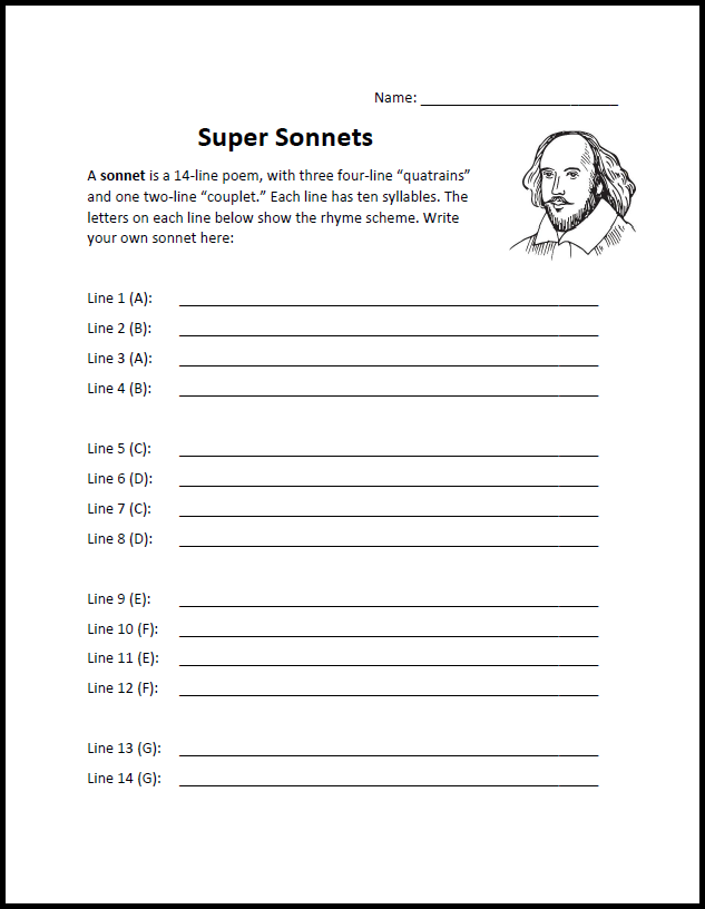 Sonnet writing exercise image