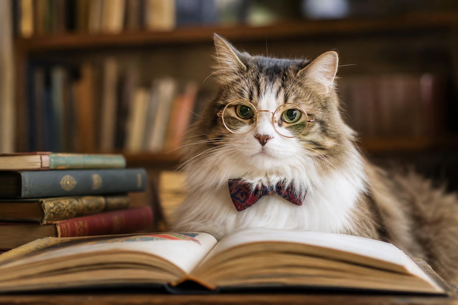 Weekly Children's Poetry Roundup - 2026-20-06 Cat with glasses reading a book